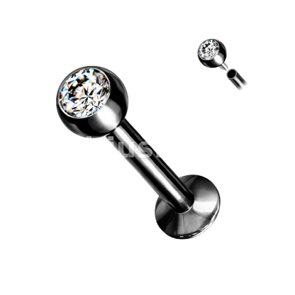 Press Fit Gem Set Ball Internally Threaded 316L Surgical Steel Labret, Flat Back Studs Labret Skin Metals