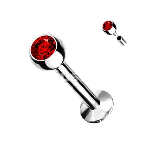 Press Fit Gem Set Ball Internally Threaded 316L Surgical Steel Labret, Flat Back Studs Labret Skin Metals