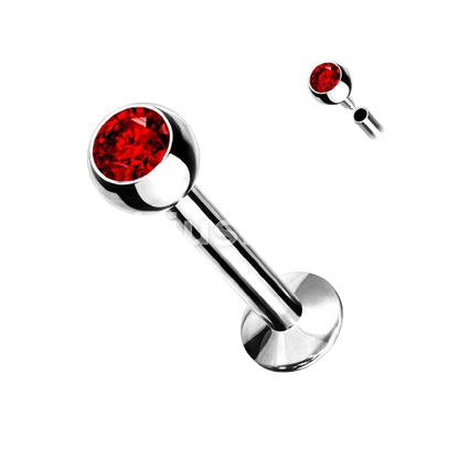 Press Fit Gem Set Ball Internally Threaded 316L Surgical Steel Labret, Flat Back Studs Labret Skin Metals