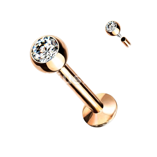 Press Fit Gem Set Ball Internally Threaded 316L Surgical Steel Labret, Flat Back Studs Labret Skin Metals