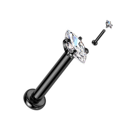 Surgical Steel Internally Threaded Marquise CZ Labret Monroe Cartilage Stud Rings Labret Impulse Piercings