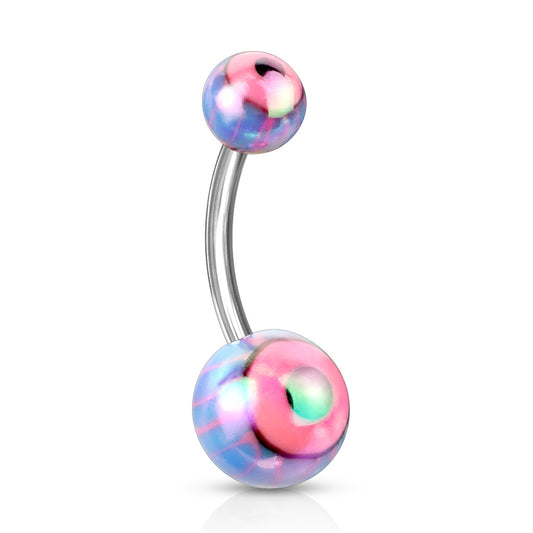 Surgical Steel Eyeball Metallic Coated Belly Navel Ring Navel Ring Impulse Piercings