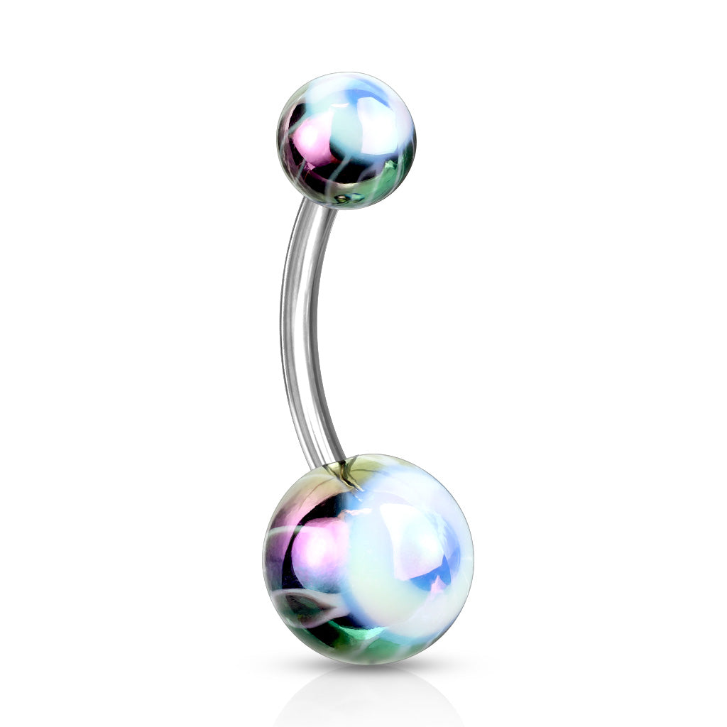 Surgical Steel Eyeball Metallic Coated Belly Navel Ring Navel Ring Impulse Piercings