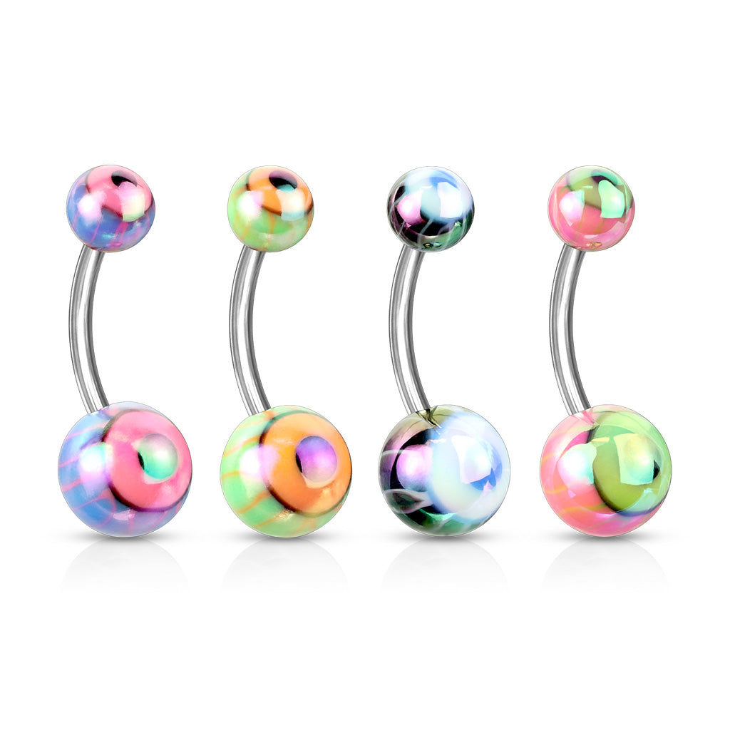 Surgical Steel Eyeball Metallic Coated Belly Navel Ring Navel Ring Impulse Piercings