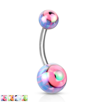 Surgical Steel Eyeball Metallic Coated Belly Navel Ring Navel Ring Impulse Piercings