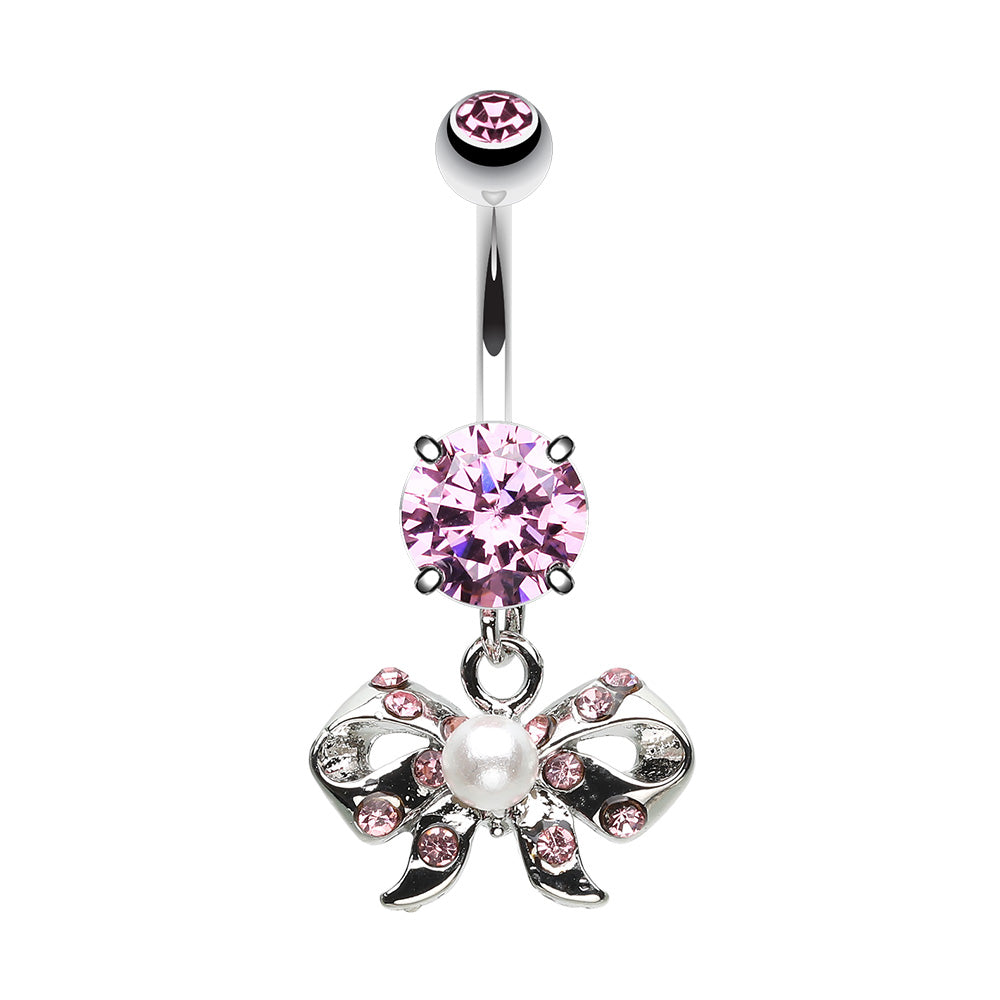 Twinkling Ribbon Bow Belly Button Ring
