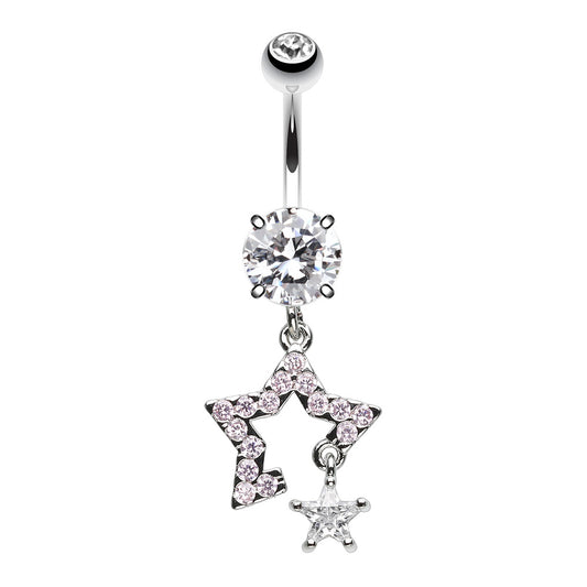 Twinkling Drop Stars Belly Button Ring