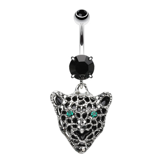 Black Onyx Panther Eye Belly Button Ring