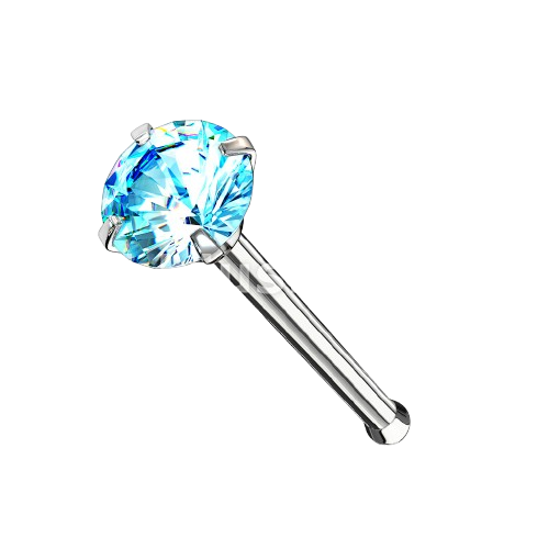 Prong Set Round CZ Top 316L Surgical Steel Nose Bone Stud Rings Nose Ring Skin Metals