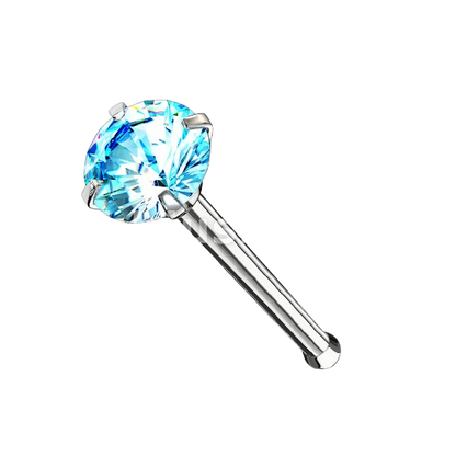 Prong Set Round CZ Top 316L Surgical Steel Nose Bone Stud Rings Nose Ring Skin Metals
