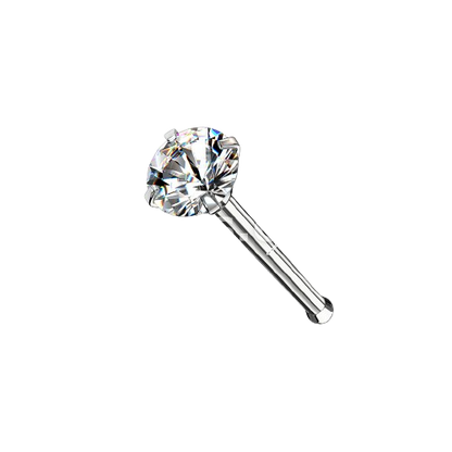 Prong Set Round CZ Top 316L Surgical Steel Nose Bone Stud Rings Nose Ring Skin Metals