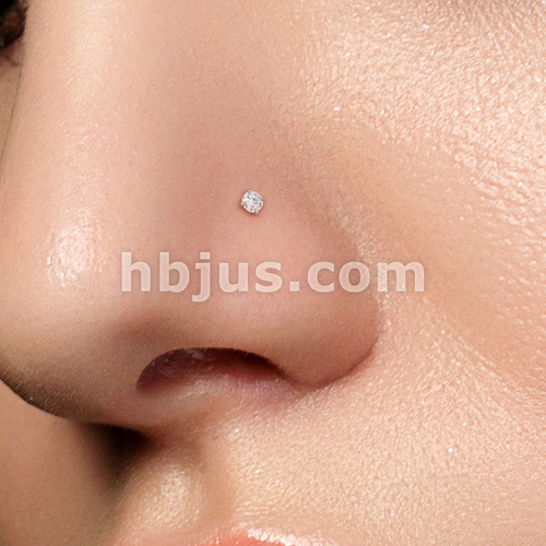 Prong Set Round CZ Top 316L Surgical Steel Nose Bone Stud Rings Nose Ring Skin Metals
