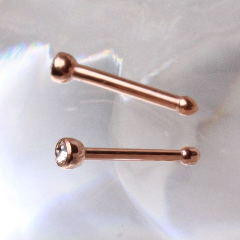 Rose Gold Plated 316L Stainless Steel CZ Nose Stud