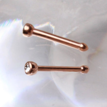 Rose Gold Plated 316L Stainless Steel CZ Nose Stud