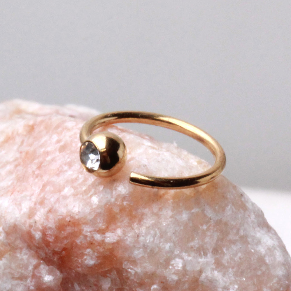 Gold Plated CZ Ball Nose Hoop Ring