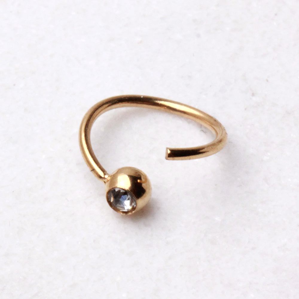 Gold Plated CZ Ball Nose Hoop Ring