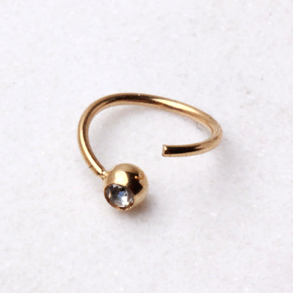 Gold Plated CZ Ball Nose Hoop Ring