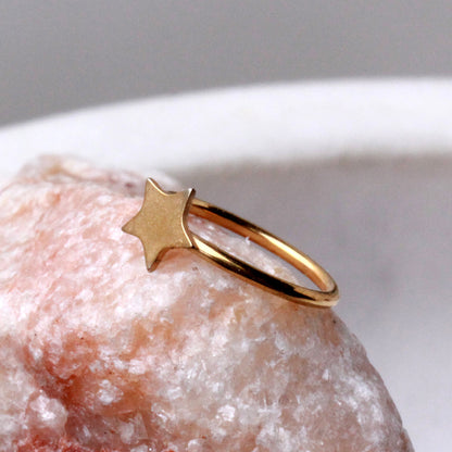 Gold Plated Star Nose Hoop Ring