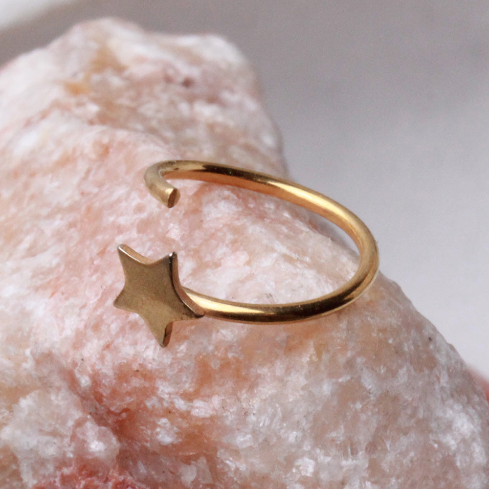 Gold Plated Star Nose Hoop Ring