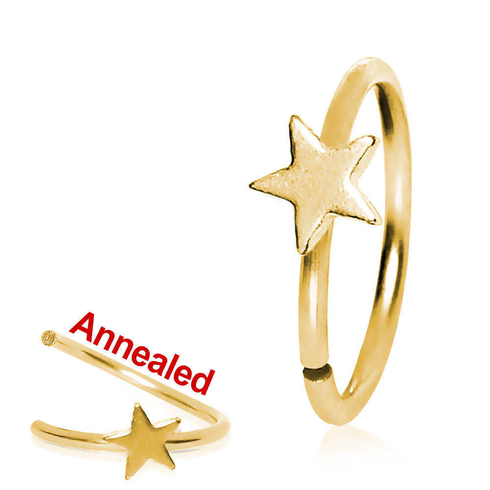 Gold Plated Star Nose Hoop Ring