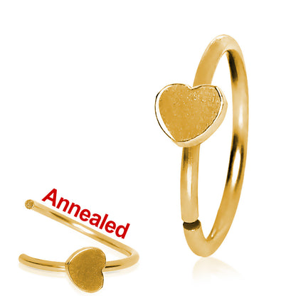 Gold Plated Annealed Heart Nose Hoop
