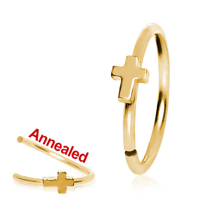 Gold Plated Annealed Cross Nose Hoop
