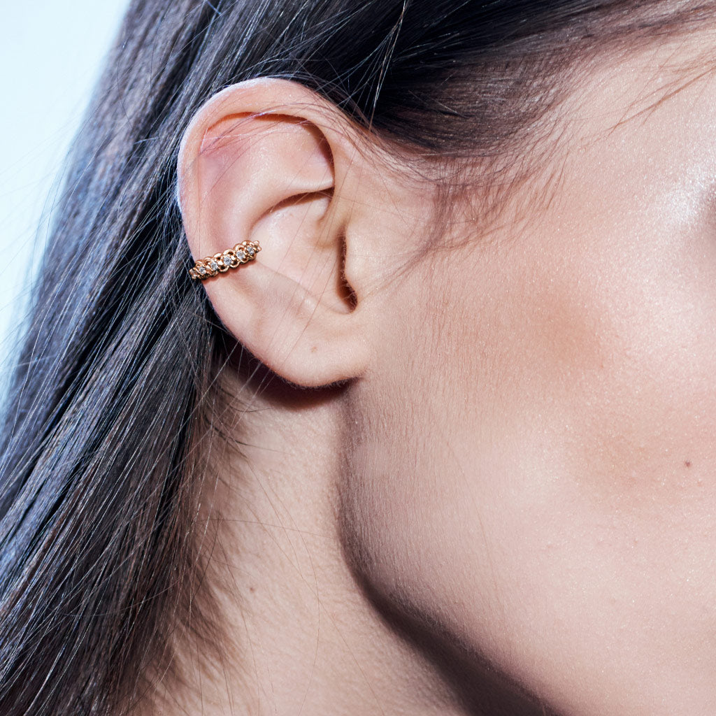 Surgical Steel Lined CZ Center with Filigree Edges Bendable Hoops for Nose Ear Cartilage Nose Ring Skin Metals