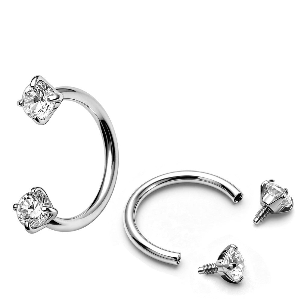 Titanium Internally Threaded Double Gem Nose Hoop - Skin Metals