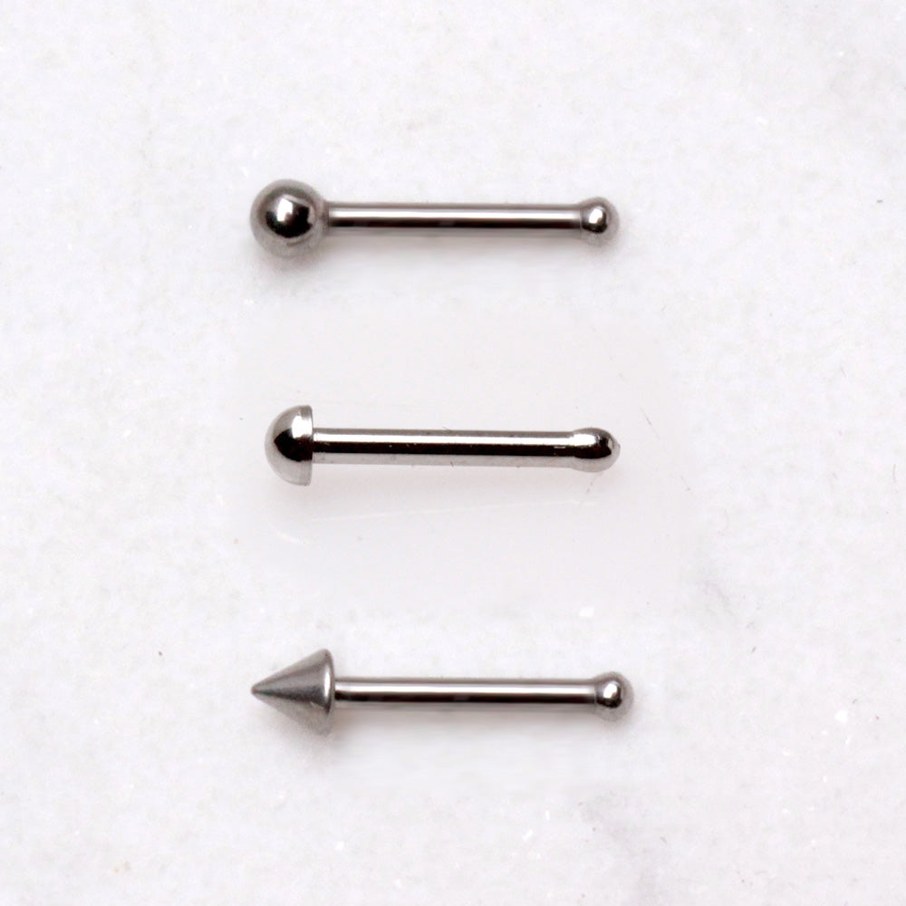 316L Surgical Steel Stud Nose Ring with One Ball, Dome, Spike - Skin Metals