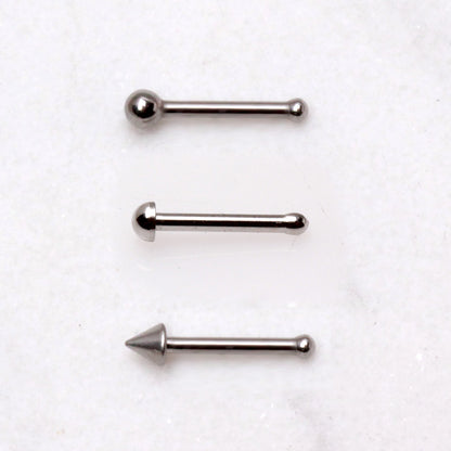 316L Surgical Steel Stud Nose Ring with One Ball, Dome, Spike - Skin Metals