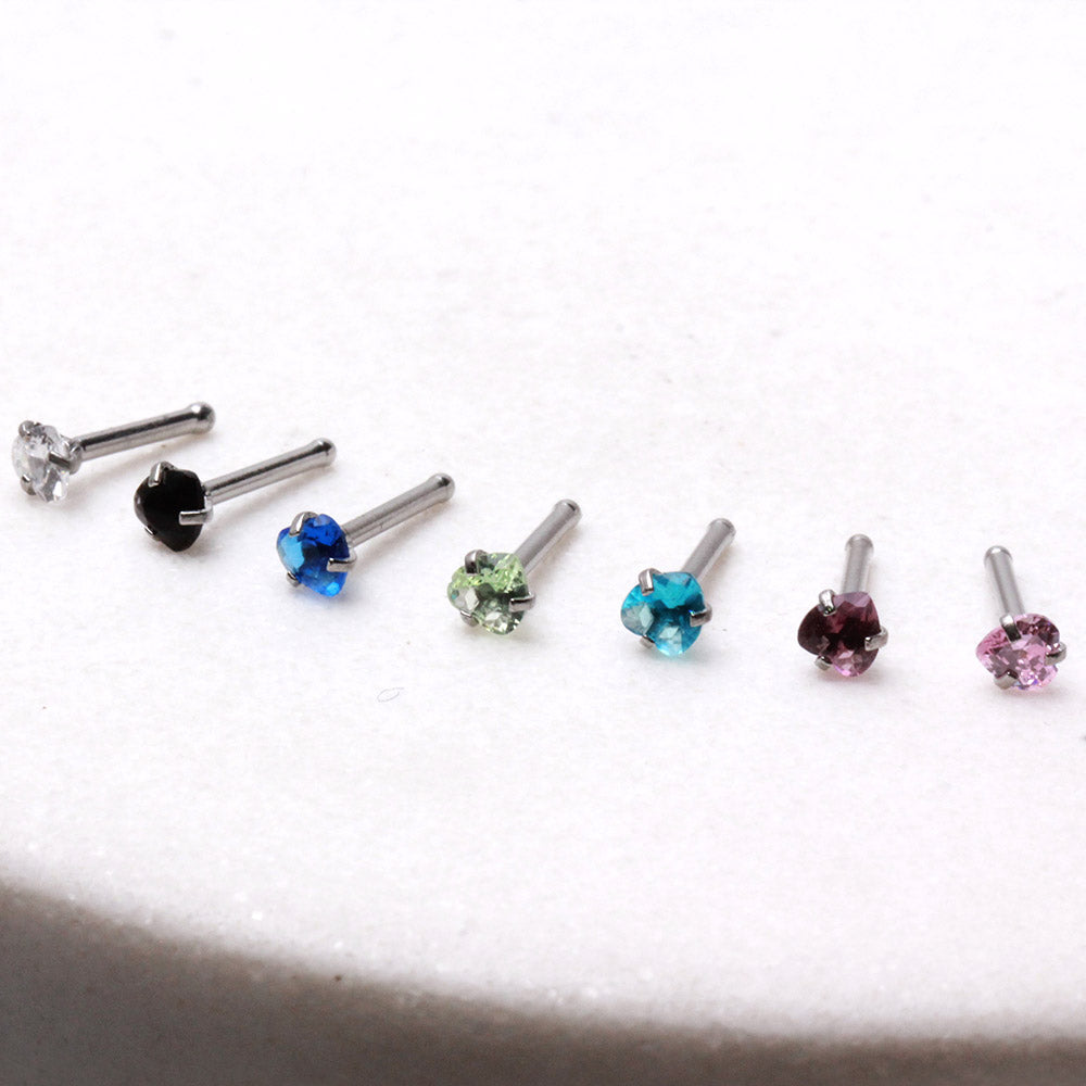 Heart CZ Nose Bone, 316L Stainless Steel