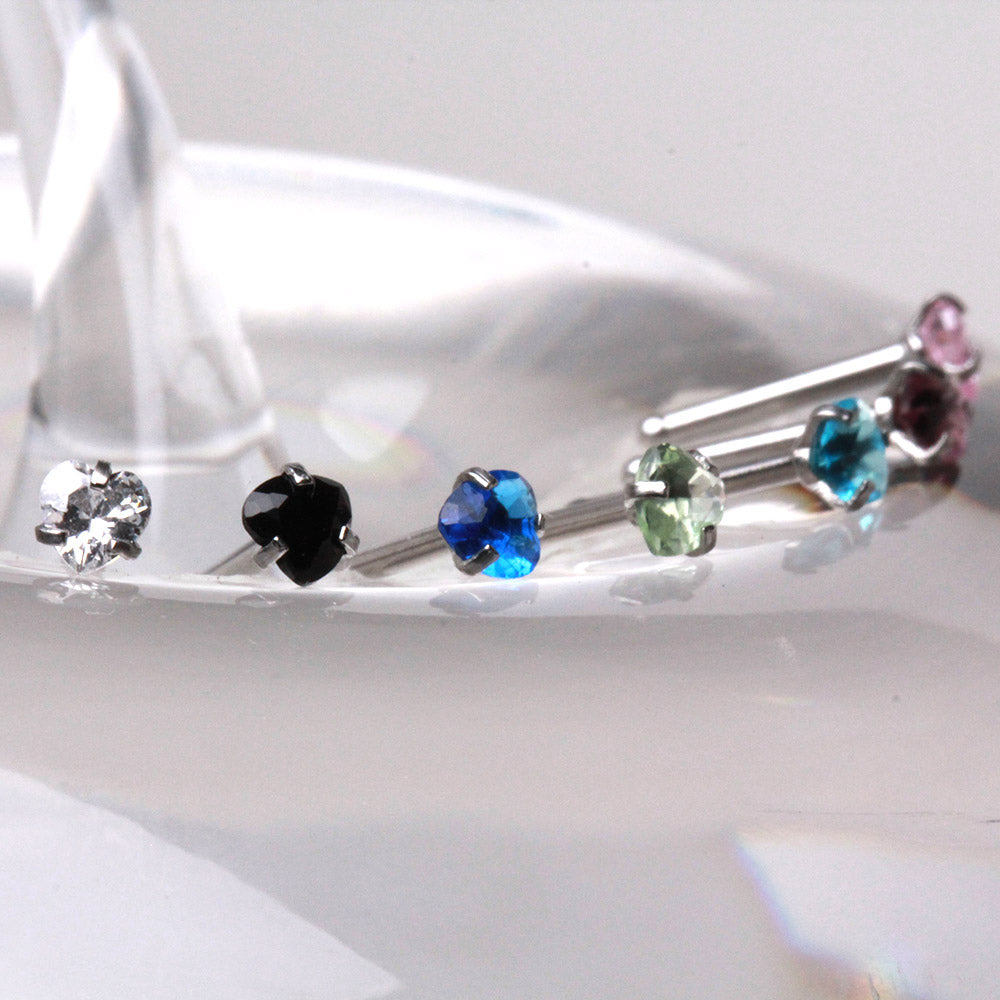 Heart CZ Nose Bone, 316L Stainless Steel