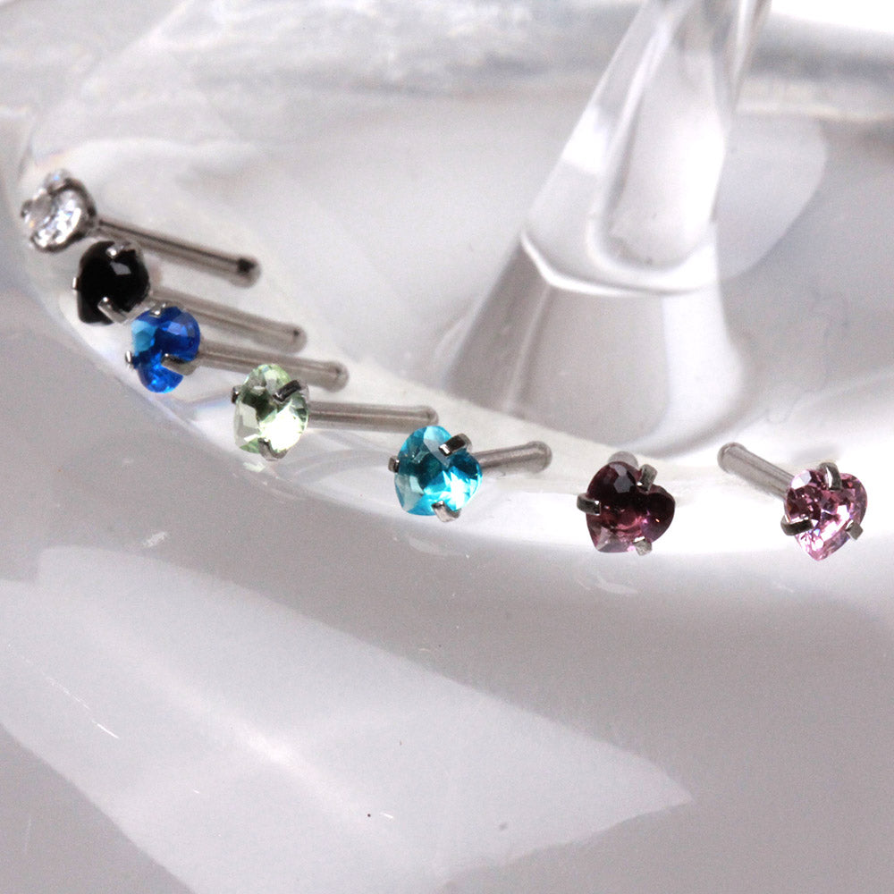Heart CZ Nose Bone, 316L Stainless Steel