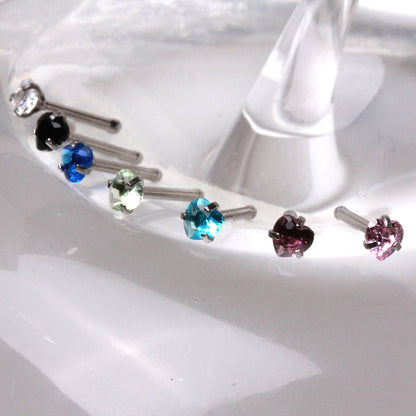Heart CZ Nose Bone, 316L Stainless Steel