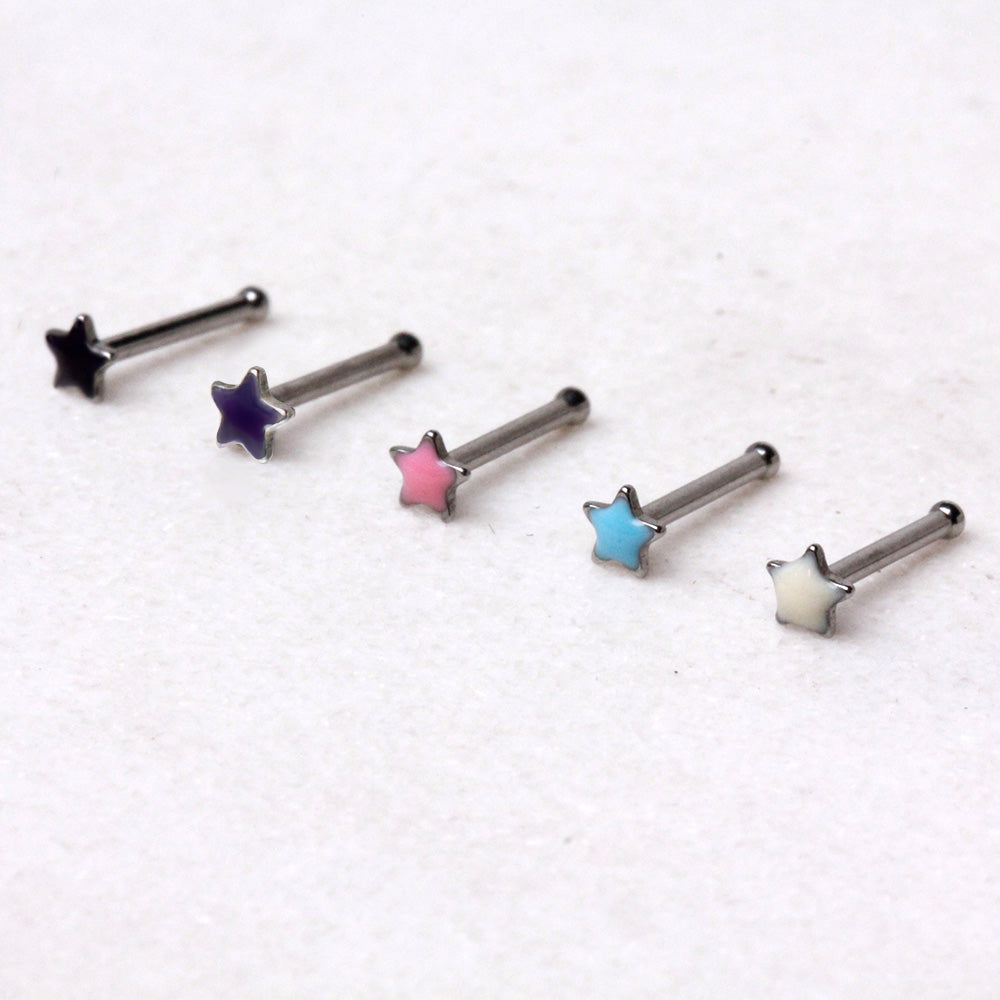 316L Stainless Steel Epoxy Star Stud Nose Ring