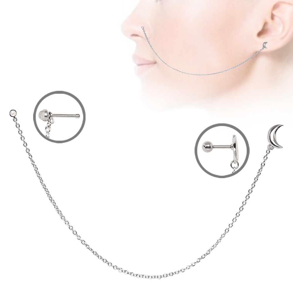 316L Stainless Steel Moon Chain Nose & Cartilage Earring