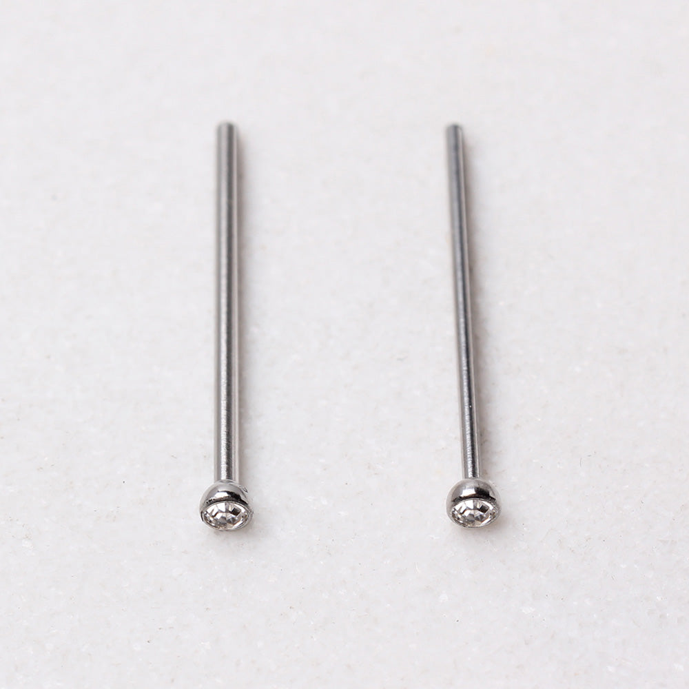 316L Stainless Steel Fish Tail Nose Ring with Clear CZ