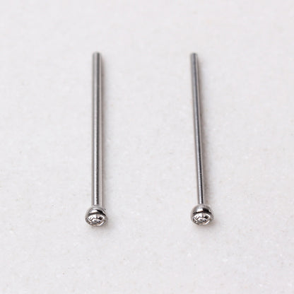 316L Stainless Steel Fish Tail Nose Ring with Clear CZ