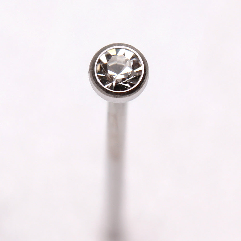 316L Stainless Steel Fish Tail Nose Ring with Clear CZ
