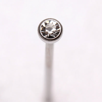 316L Stainless Steel Fish Tail Nose Ring with Clear CZ