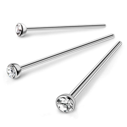 316L Stainless Steel Fish Tail Nose Ring with Clear CZ