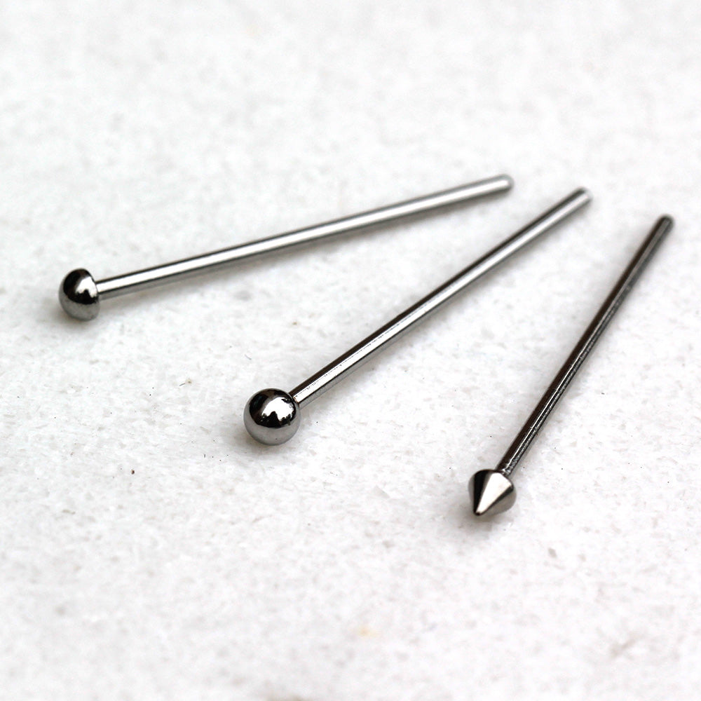 316L Stainless Steel Fish Tail Nose Ring — Ball, Dome & Spike