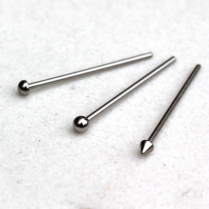 316L Stainless Steel Fish Tail Nose Ring — Ball, Dome & Spike