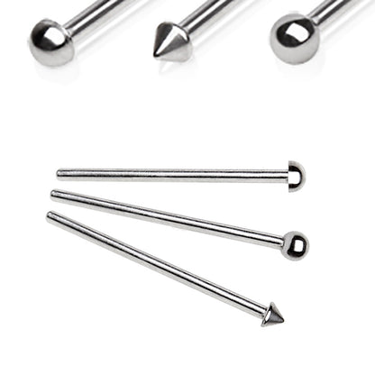316L Stainless Steel Fish Tail Nose Ring — Ball, Dome & Spike