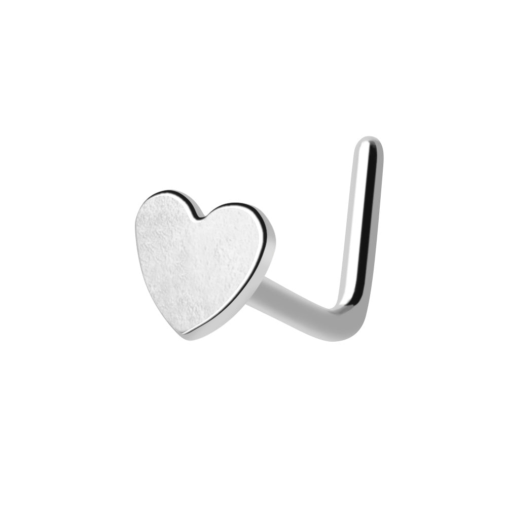 316L Stainless Steel Heart L Bend Nose Ring - Skin Metals