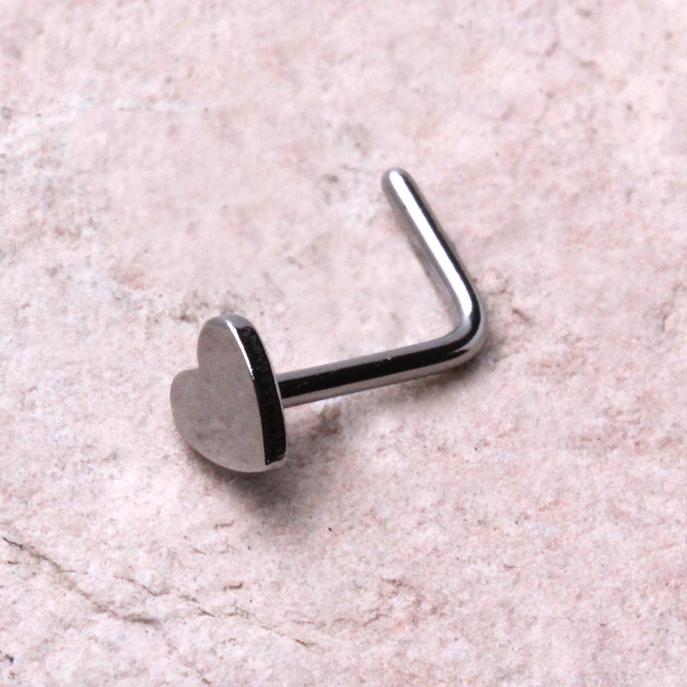 316L Stainless Steel Heart L Bend Nose Ring - Skin Metals