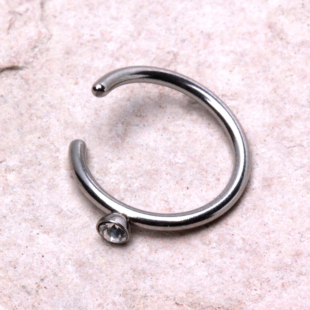 CZ Nose Hoop Ring, 316L Stainless Steel
