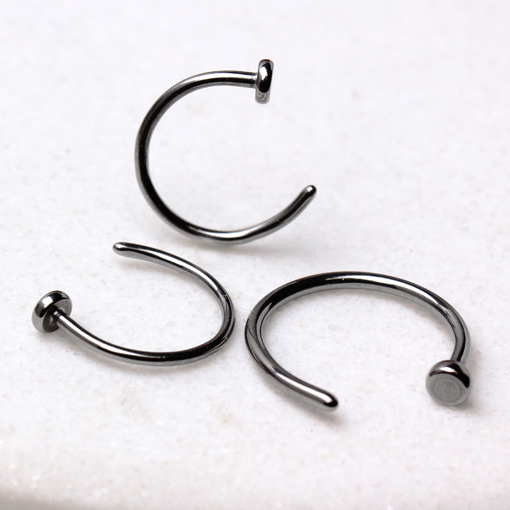 316L Stainless Steel Nose Hoop Ring with Flat End - Skin Metals