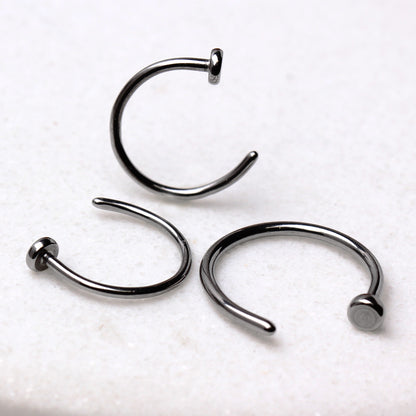 316L Stainless Steel Nose Hoop Ring with Flat End - Skin Metals