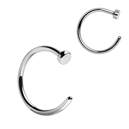 316L Stainless Steel Nose Hoop Ring with Flat End - Skin Metals